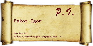 Pakot Igor névjegykártya